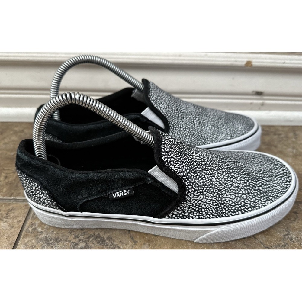 Vans Asher Spots Black Slip On Women's Skate Shoes Sz 8.5
